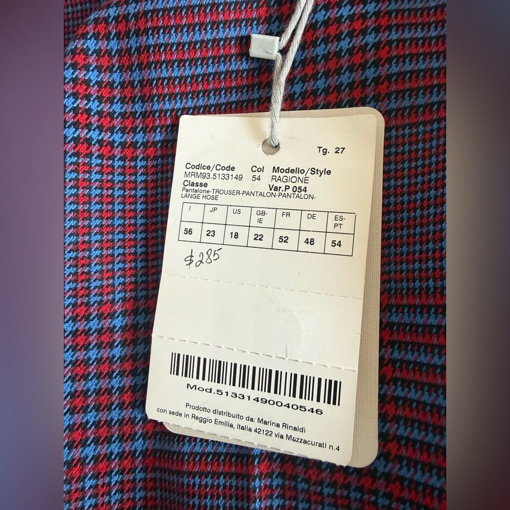 Marina Rinaldi Ragione Plaid Cropped Trousers NWT-18 - Picture 8 of 12